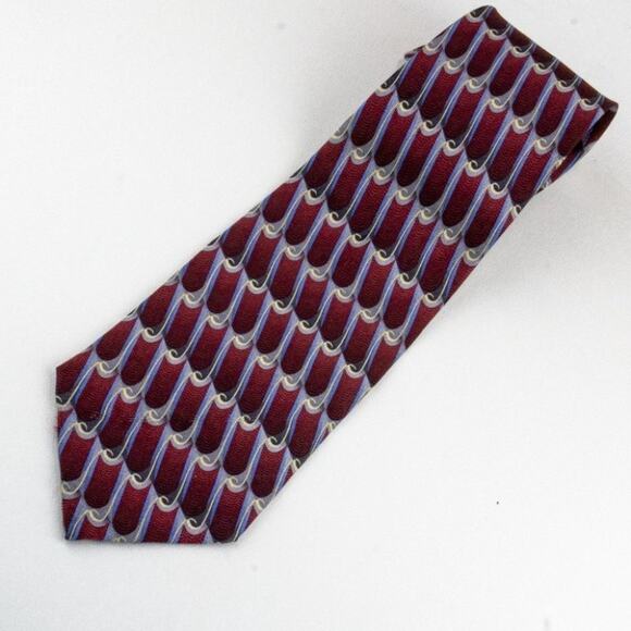 Martin Wong Handmade Vintage Silk Tie Rust Blue White - Picture 4 of 8